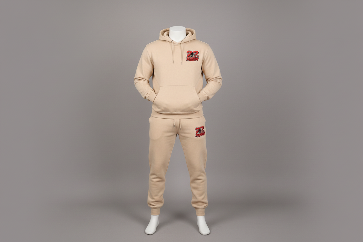 22 DOWN Hoodie + Jogger Set in Beige